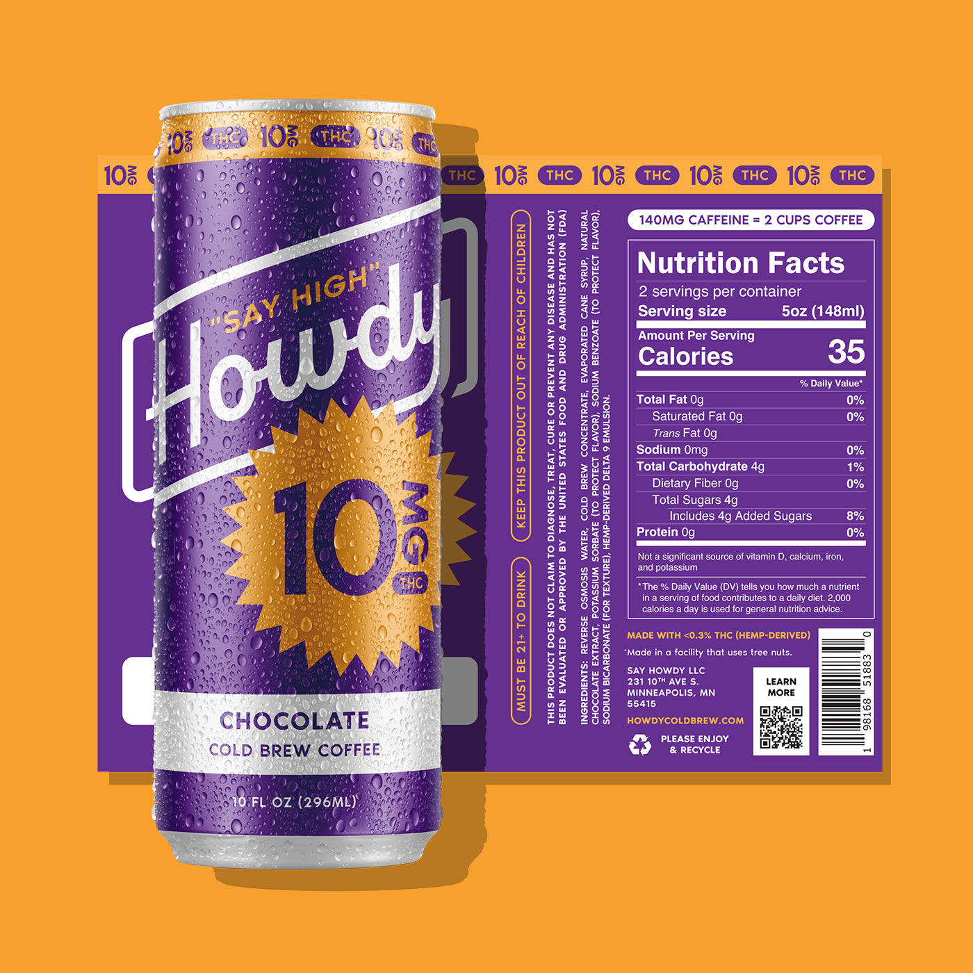 Howdy 10mg THC Cold Brew Coffee - Chocolate - Image 4