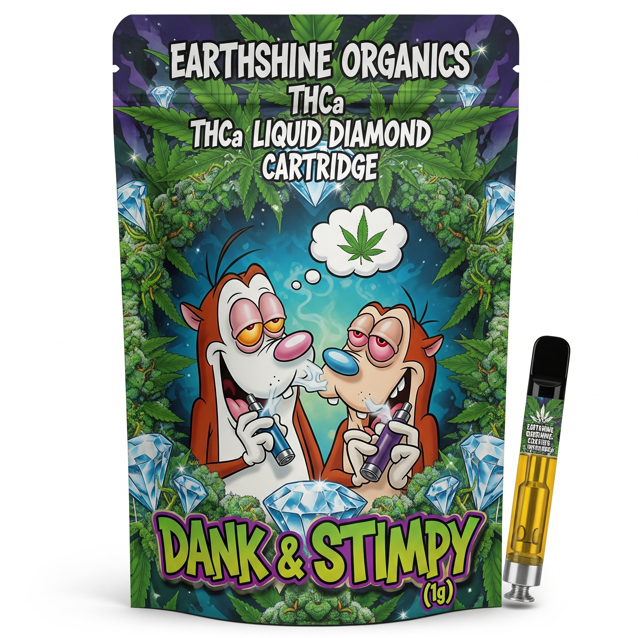 Earthshine Organics THCA Liquid Diamond Cartridge - Dank & Stimpy (1g) - Image 2
