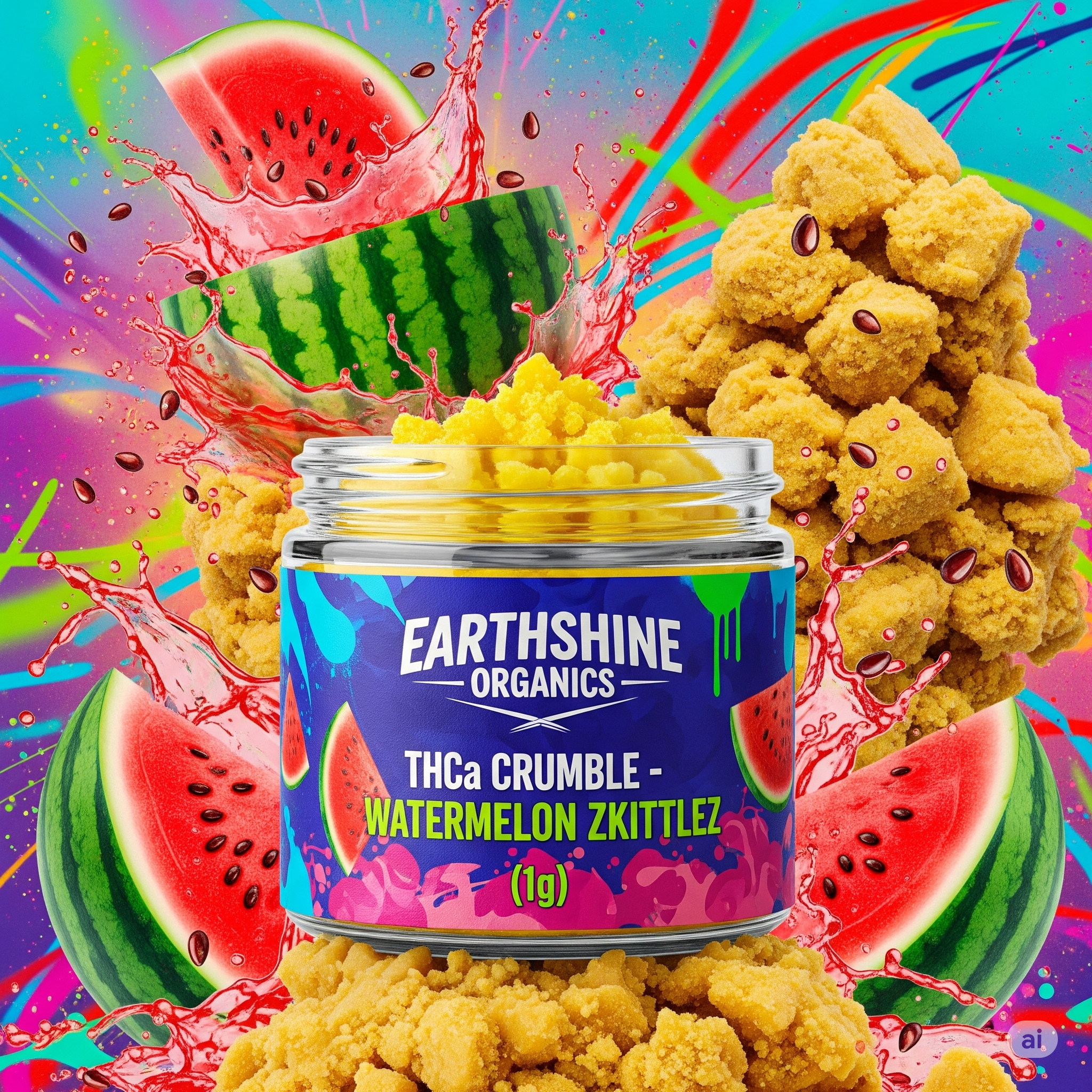 Earthshine Organics THCA Crumble - Watermelon Zkittlez (1g) - Image 5